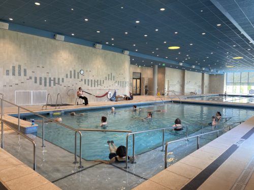 people of all ages can join an aquatics group exercise class.